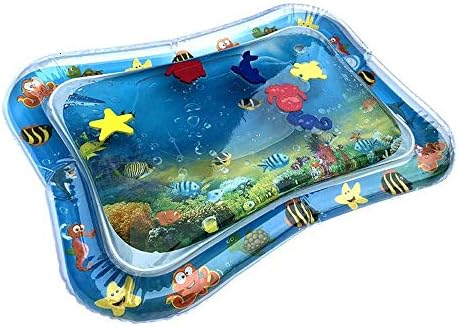 papasgix Inflatable Tummy Time Premium Water Mat Infants & Toddlers Water Playmat Perfect Fun Time Play Activity Center Engaging Fun Toys for Baby's Stimulation Growth (Light Blue, 26" X20'')