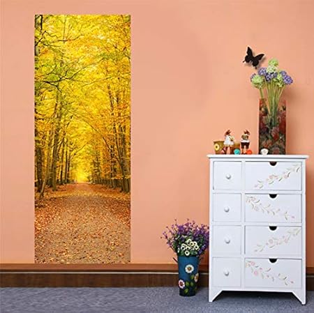Vinilos Para Puertas Vinilo Puerta Otoño De Hoja Caduca Pegatinas De