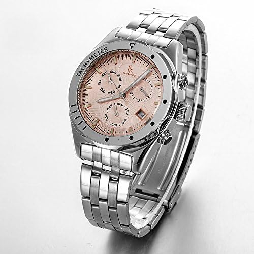 GuTe Casual Pink Gold Automatic Mechanical Wristwatch 4 Functional Sub-dials Hardlex