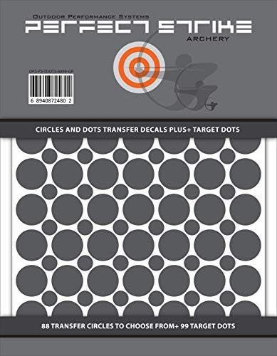 Perfect Strike Archery Circles and Dots Transfer Decals for Scope Lenses + Peel and Stick Target Dots. Great for Practice or Competition. Premium Adhesive Backed Vinyl Decals. (Dark Grey)