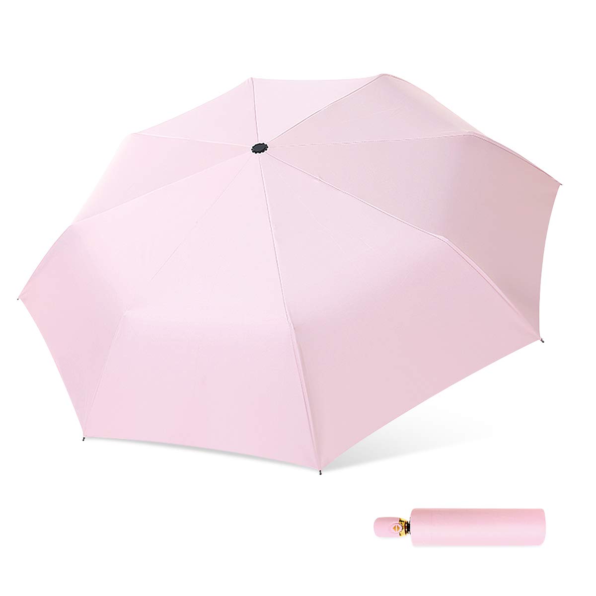 DORRISO Automatic Umbrella for Women, Compact Travel Umbrella Auto Open Close, Windproof & Sun Protection, Lightweight Folding Comfortable Design fit Car/Backpack Pink