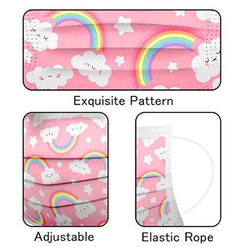 [US Stock] Kids Disposable Face Mask 3 Ply NonWoven 50pcs Breathable Children Cute Cartoon Anti