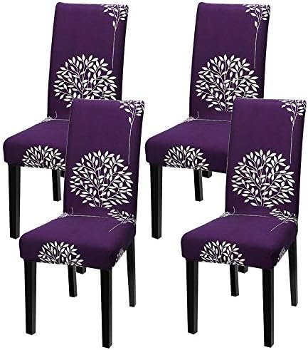 Yosmy Stretch Elastic Chair Cover, Polyester Spandex Removable Washable Dinning Chair Slipcovers Chair Protective Covers for home Dining Ceremony Banquet Wedding Party Decor (Style C, Set of 4)