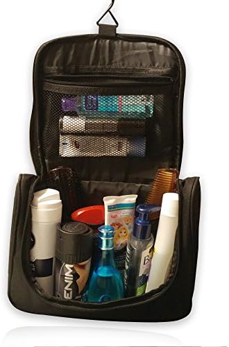 LifeBox Portable Hanging Toiletry Bag/ Portable Travel Organizer Bag for Men or Teens. Free Beardbib Included. August Special (Black)