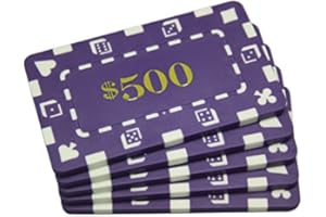 MRC 5 Pcs Denominated Rectangular Poker Chips Plaques $500 Purple