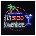 United Joy USA Light-Up It's Five O'Clock Somewhere Drinks Cocktails Framed LED Wall Sign