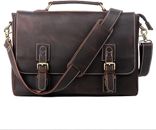 Leather Briefcase Messenger Bag Laptop Bag Business Portfolio Attache Case