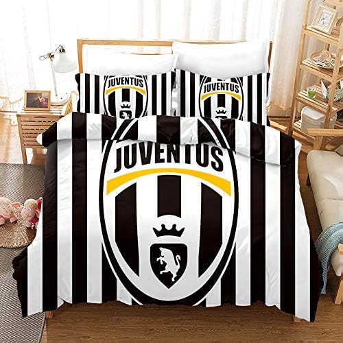 Juventus Football Club S.P.A Bedding Duvet Cover Set Duvet Cover Plus 2 Pillow Covers Luxury Soft Quality Wrinkle Fade and Stain Resistant(Single)