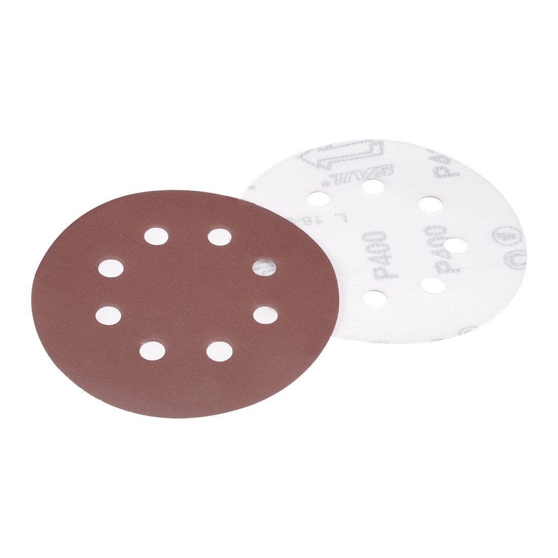sourcingmap 10Pcs 5 inch 8 Hole Hook and Loop Sanding Disc 400 Grit Flocking Sandpaper Random Orbital Sander Paper