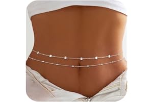 Coshilta Gold Waist Chain for Women, 14K Gold/Silver Plated Layered Waist Beads Chain Adjustable Pearl Satellite Beads Belly Summer Non Tarnish Body Chain Jewelry Gifts for Women