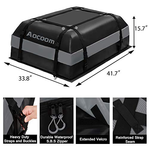 Aocoom Car Roof Bag Rooftop Cargo Carrier, 15 Cubic Feet Waterproof Car Top Luggage Storage Bag