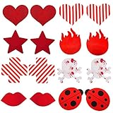 8 Pairs Sexy Satins Pasties Breast Petals Nipple Cover Sticker Lingerie - Red