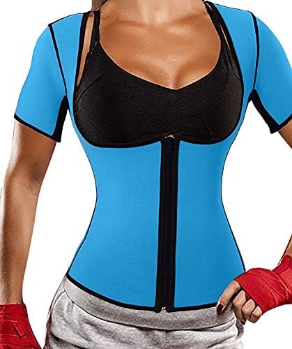 Women's Neoprene Sauna Vest Body Shaper Sweat Suit with Sleeves Spa Cami Hot Slimming Workout Top Weight Loss