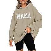 AKEWEI Womens Fleece Oversized Sweatshirt Letter Graphic Hoodies Long Sleeve Pullover Fall/Winter Clothes