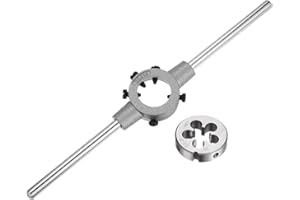 uxcell Die Stock Handle Wrench Set, 1/2-28 UNEF Round Die and 38mm Die Holder (Fits 1/2"-5/8" (UNC/UNF) / Metric M12-M14 / 38