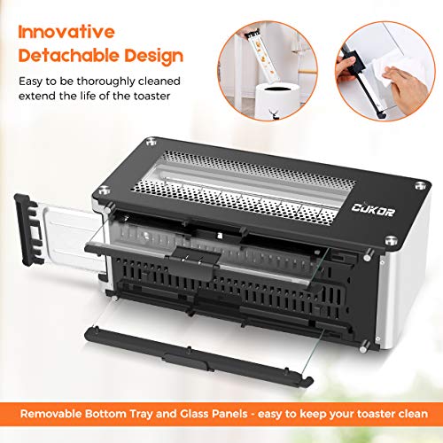 CUKOR 2Slice Long Slot Toaster with Window, Bagel Toaster with Warm