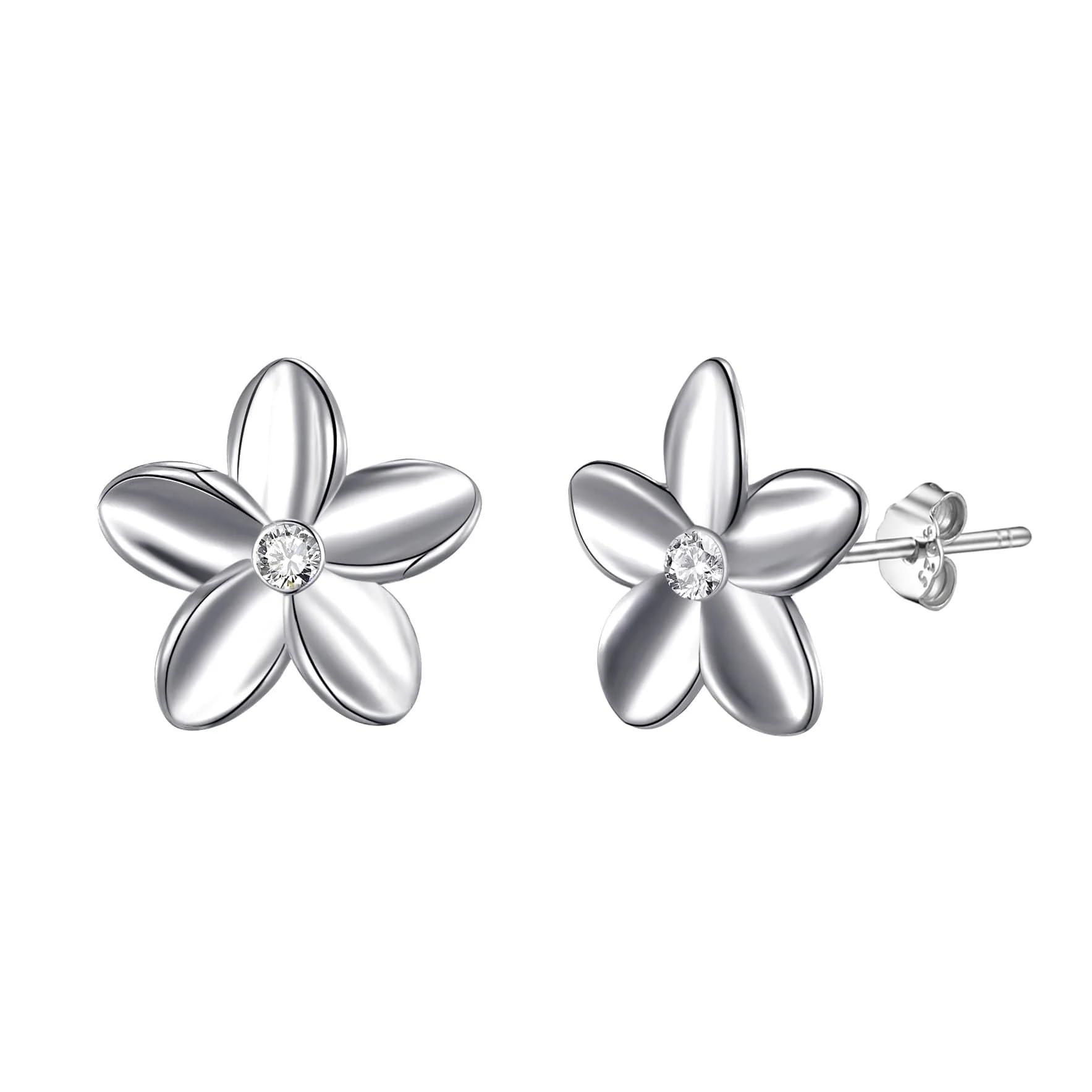 Philip Jones Sterling Silver Flower Earrings Created with Zircondia® Crystals
