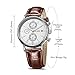HOWK Men's Chronograph Watches Date Analog Display with Brown Leather Band White Dial