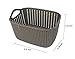 Honla Weaving Rattan Plastic Storage Baskets Bins Organizer with Handles,Set of 3,Dark Gray