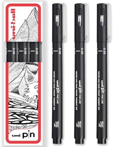 uni-ball Uni Pin Fineliner Drawing Pen - Black Ink - 0.03mm Nib - Pack ...