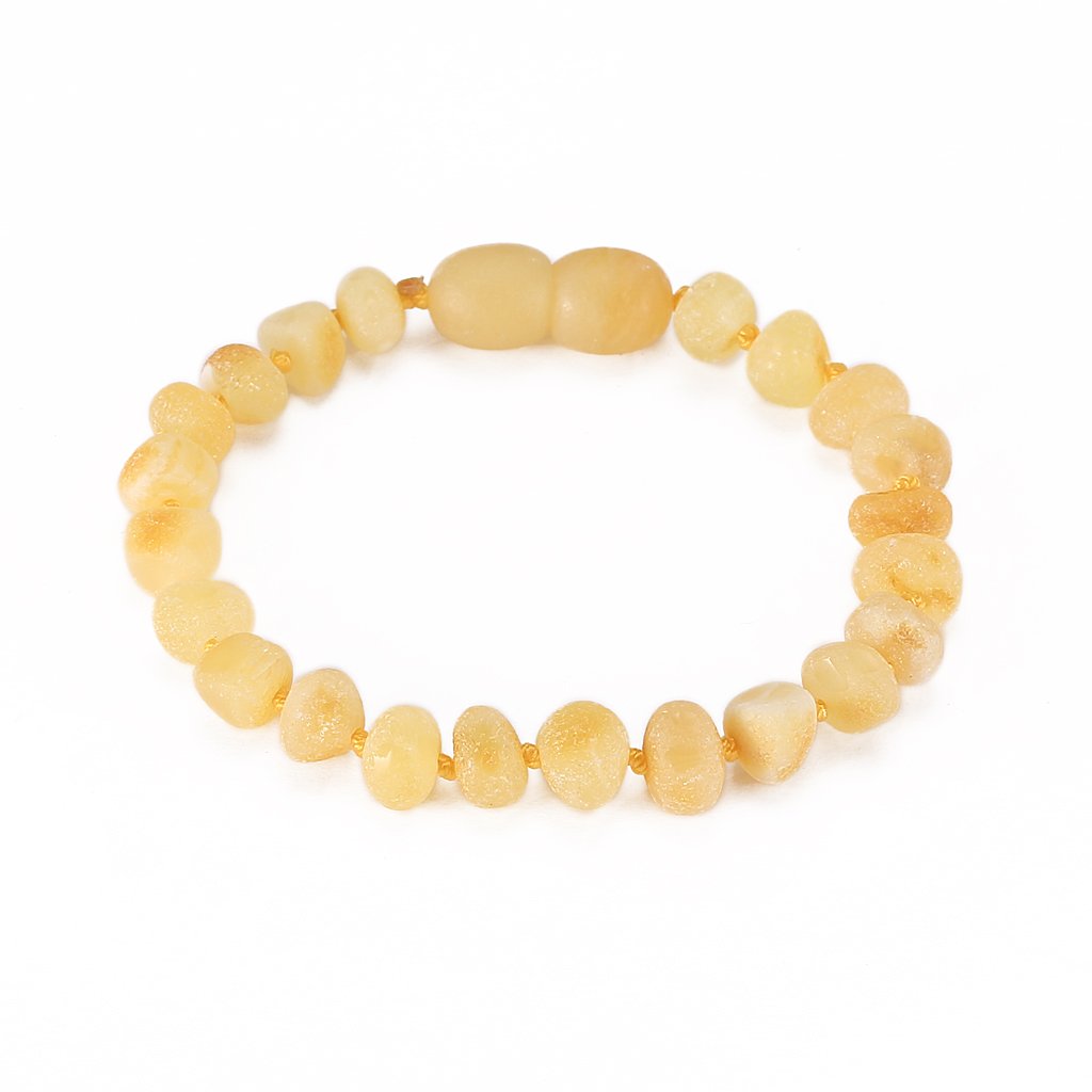 Baltic Amber Bracelet(Unisex)(Butterscotch Raw)(5.5 Inches) - Knotted Between Beads - Handmade Jewelry: Beauty