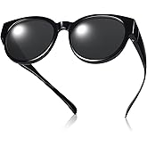 Br’Guras Polarized Oversized Fit over Sunglasses Over Glasses with Cat Eye Frame for Women&Men