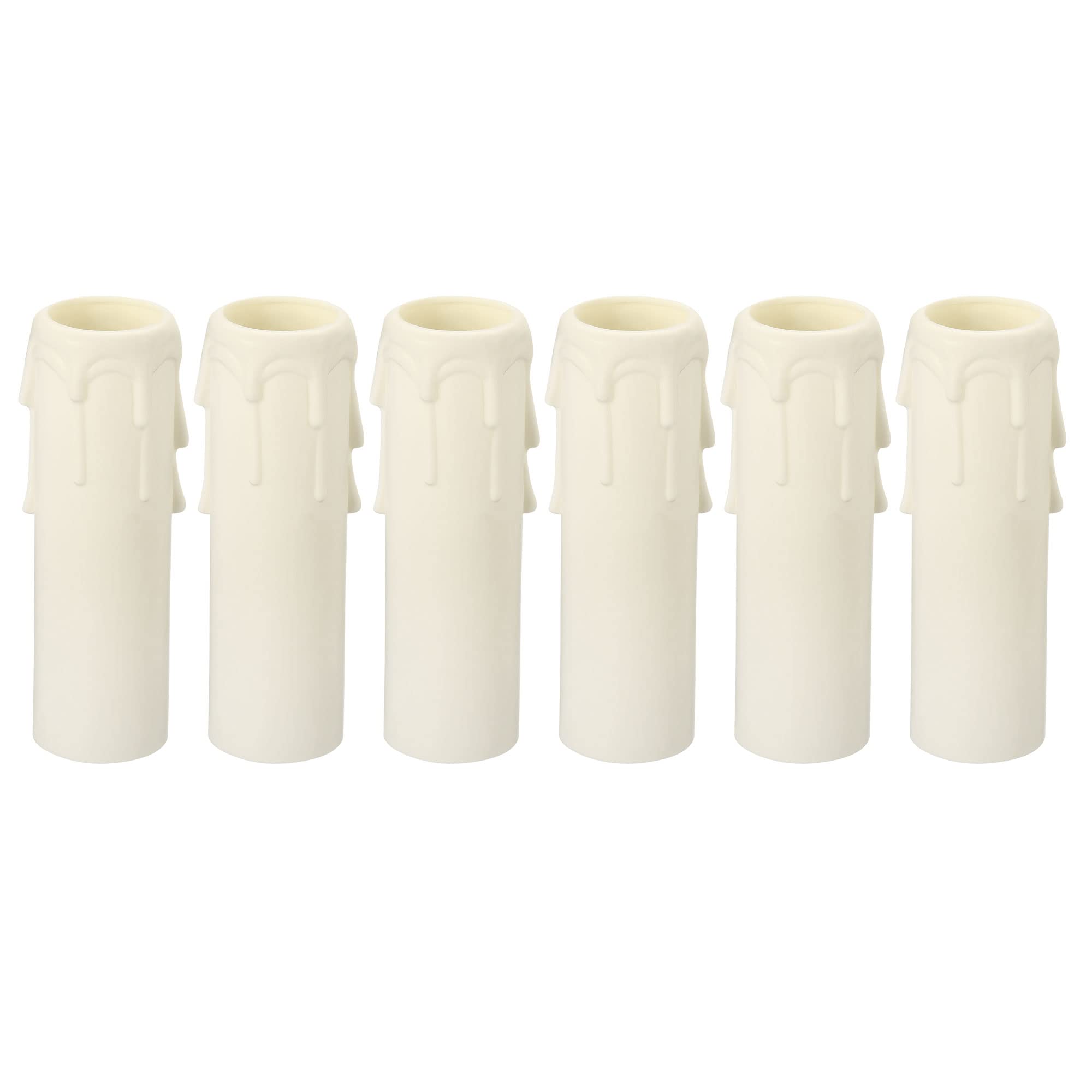 PATIKIL 30x100mm Candle Socket Covers, 6 Pack Plastic Sleeves Candelabra Base Accessories for European-Style Chandelier, White