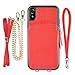 iPhone XR Leather Case, ZVE iPhone XR Zipper Wallet Case with Credit Card Holder Slot Crossbody Chain Handbag Purse Shockproof Protective Case Cover for Apple iPhone XR, 6.1 inch - Red