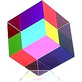 iKeelo Color Cube 2.4" w/Stand, Cyan Magenta Yellow, Subtractive Color Mix | Mesmerizing Acrylic Prism for Desk Home Decor, Birthday Gifts, A Fun Conversation Starter