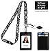 OM Lotus Mandala Yoga Spiritual Symbols in Black & White Print Lanyard with PU Leather ID Badge Holder Wallet with 3 Card Pockets, Safety Breakaway Clip, Note Card. Carabiner Keychain Flashlight