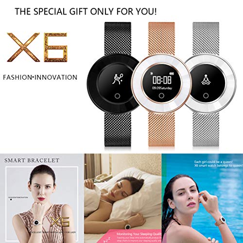 2019 New Fitness Tracker Women X6 Blood Pressure/Blood Oxygen/Heart Rate Monitor Girls Smart Bracelet Watch (Silver) - Thumbnail 3