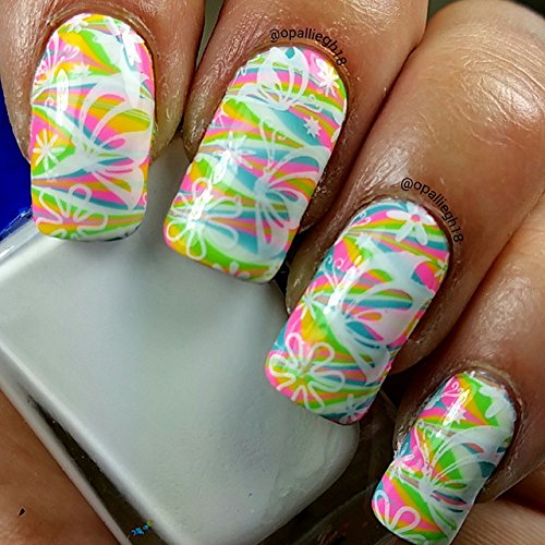 Pueen Nail Art Stamp Collection - Special Edition Encore 01-04 NEW Invention Set of 4 Double Sided All You Can Stamp Full Size Stamping Image Plates Manicure DIY (Infinite Images with Your Creativity) Now with Bonus Storage Case-BH000298