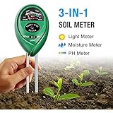 Atree Soil pH Meter, 3-in-1 Soil Tester Kits with Moisture,Light and PH Test for Garden, Farm, Lawn, Indoor & Outdoor (No Battery Needed)