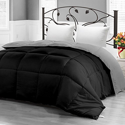 Down Alternative Reversible Comforter (Black/Grey, King) - All Season Duvet Insert - Microfiber and Box Stitched, 3D Hollow Siliconized Comforter by Utopia Bedding