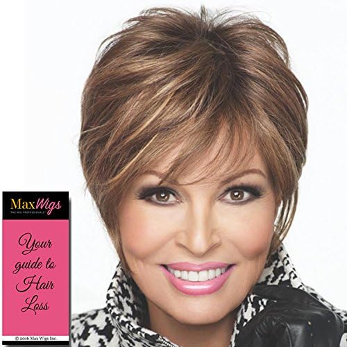 Cover Girl Wig Color R3329S+ GLAZED AUBURN - Raquel Welch Wigs Monofilament Top Synthetic Lace Front Women's Short Modern Layers Tapering memory Cap II Bundle with MaxWigs Hairloss Booklet