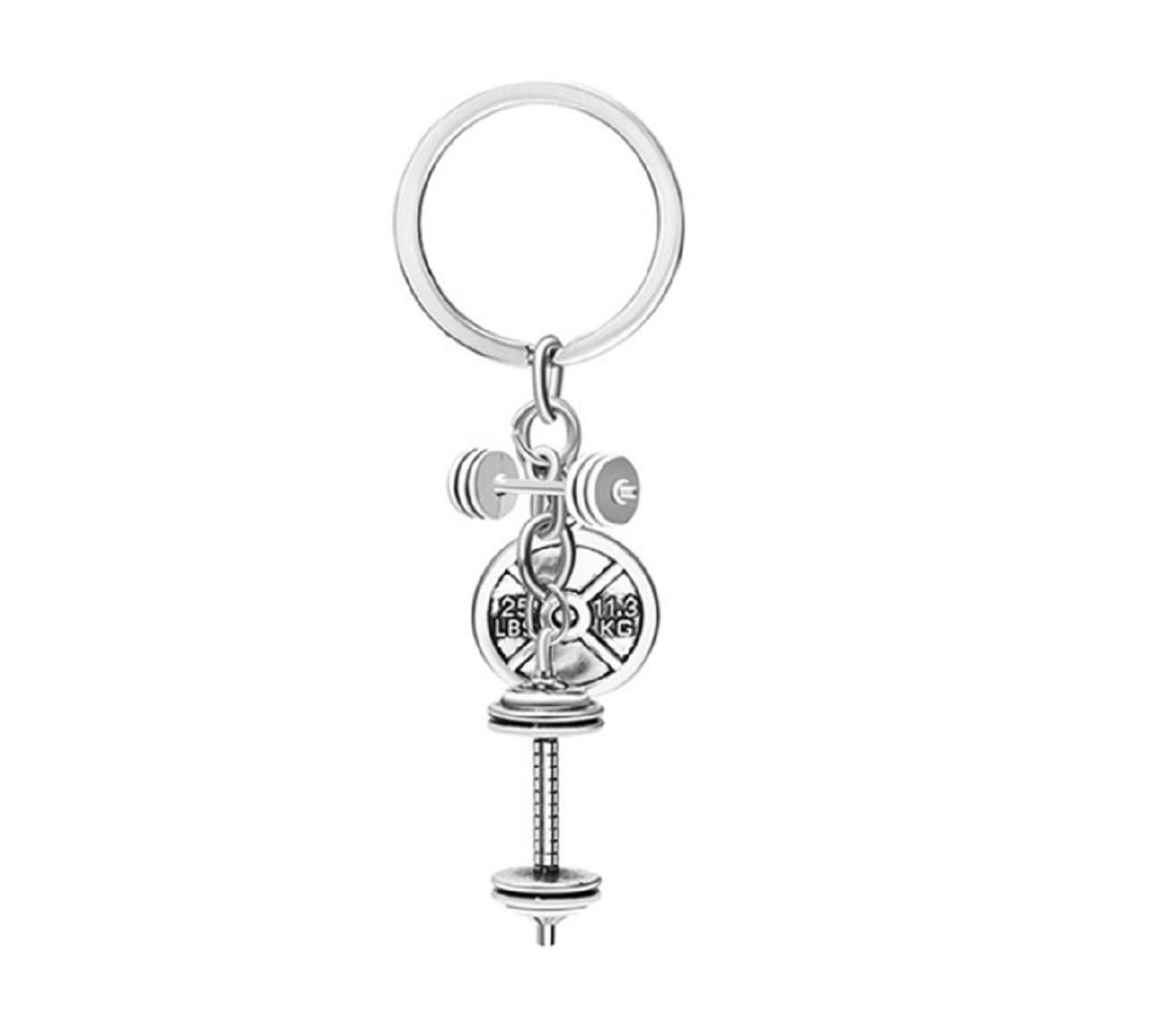 Sportigo® Dumbbell Set Keychain in silver colour/Key Chain/Weightlifting Present