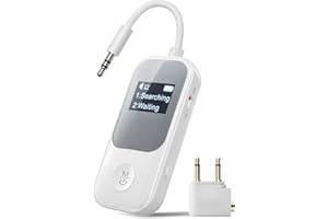 Nulaxy 2-in-1 Bluetooth Transmitter Receiver with Screen [Shows Battery & Connected Devices ] Airplane Adapter Supports 2 Air