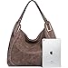 JOYSON Women Handbags PU Leather Shoulder Bags Top-Handle Satchel Tote Bags Purse Grey Brown