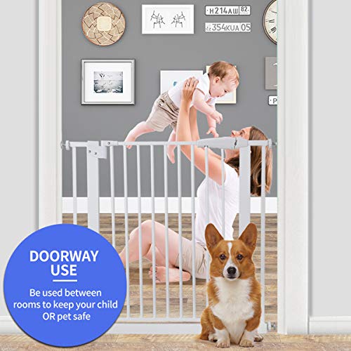 COZIWOW Easy Step Extra Tall Walk Baby Dog Gate Metal Pet Baby Safety