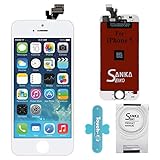 SANKA iPhone 5 LCD Screen Replacement White, Digitizer Display Retina Touch Screen Glass Frame Assembly for iPhone 5 - White (Free Tools Included)