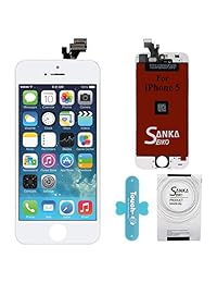 Kit de reparación de reemplazo de pantalla LCD SANKA para iPhone 5, Digitalizador Retina Conjunto de marco de vidrio para pantalla táctil para iPhone 5 - Blanco (herramientas de reparación incluidas)