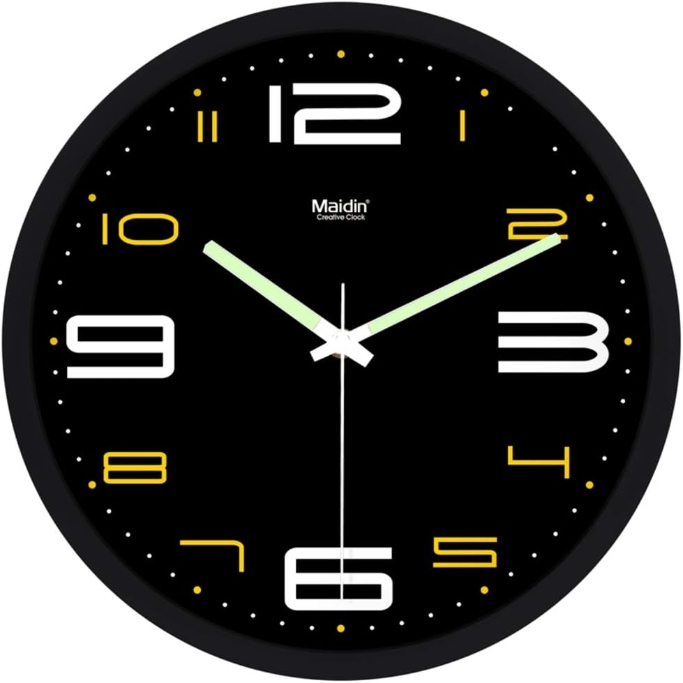 Luminous Silent Wall Clock, Night Light Function No Ticking Sound