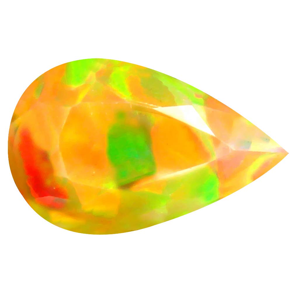 1.36 ct Pear Cut (12 x 8 mm) Un-Heated Transparent Quality Ethiopian Welo Rainbow Opal Natural Loose Gemstone