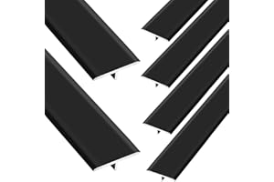 Therwen 6 Pcs Aluminum T Molding Floor Transition Strip, 36 x 3/4 Inches Matte Black Doorway Edge Trim for Wood Vinyl Floors, Flat Cinch Seam Cover Binder Between Similar Height Laminate Floors