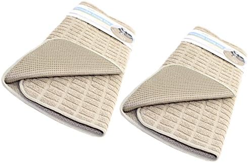 Set of 2 Microfiber Dish Drying Mats with Mesh Backing, 15" X 20" (Beige)