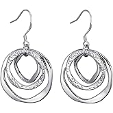 coadipress 3 Circle Boho Earrings for Women Sterling Silver Geometric Circle Earrings Hypoallergenic Bohemian Style Handmade Lightweight Unique Dangle Earrings Jewelry for Weddings Gifts