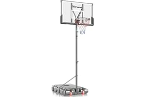 VISVEIL Basketball Hoop,Portable Basketball Hoop System for Outdoor, Adjustable Height 5.7-10ft 45in Backboard Basketball Goal for Kids Teen and Adult-Dark Gray