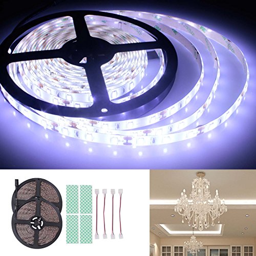 BIHRTC 12V IP65 DC Waterproof LED Strip light SMD 5630 32.8ft(10M) 5M/Roll 600 LEDs 300 LEDS/Roll 6500-7000K Flexible Rope Light (No Power Supply), Daylight White