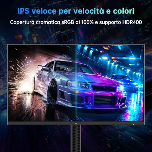 H27E6S Monitor Gaming 27 Pollici QHD 2560 x 1440, 240 Hz (OC 275 Hz), Fast IPS, 1 ms, HDR400, FreeSync & G-Sync Compatible, Eye Care, VESA 100 x 100, Supporto Regolabile, HDMI 2.0, DisplayPort 1.4