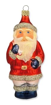 Thüringer Glasdesign Weihnachtsmann mit Sack 10cm - A061-2524-9020 - Glasschmuck Weihnachtsbaum Christbaumschmuck Anhänger Be